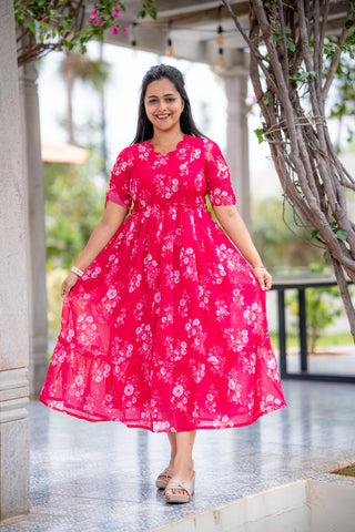 VIBRANT FLOWERS | MATERNITY GEORGETTE MAXI ANKLE LENGTH