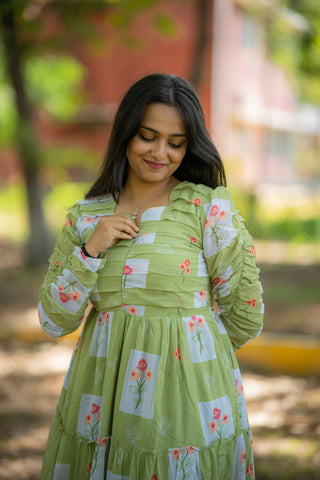 PISTA CHECKS | MATERNITY GEORGETTE MAXI ANKLE LENGTH