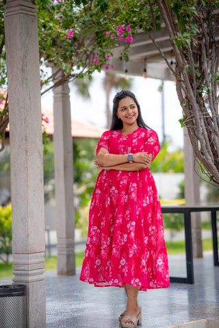 VIBRANT FLOWERS | MATERNITY GEORGETTE MAXI ANKLE LENGTH