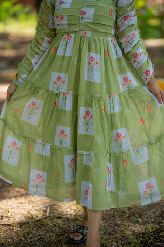 PISTA CHECKS | MATERNITY GEORGETTE MAXI ANKLE LENGTH