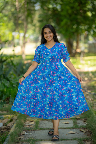 SWRIL FLOWERS | MATERNITY GEORGETTE MAXI ANKLE LENGTH