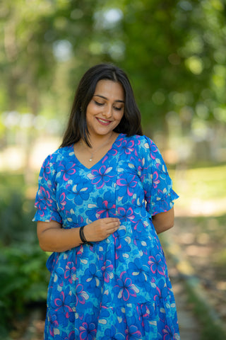 SWRIL FLOWERS | MATERNITY GEORGETTE MAXI ANKLE LENGTH