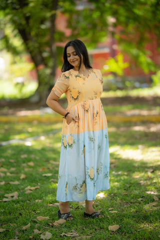 DUAL ROSE | MATERNITY GEORGETTE MAXI ANKLE LENGTH