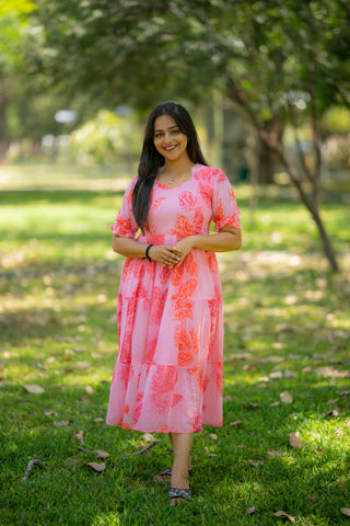 LAYERED LEAF | MATERNITY GEORGETTE MAXI ANKLE LENGTH