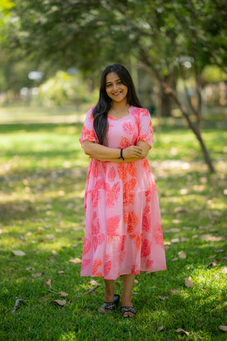 LAYERED LEAF | MATERNITY GEORGETTE MAXI ANKLE LENGTH
