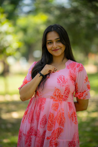 LAYERED LEAF | MATERNITY GEORGETTE MAXI ANKLE LENGTH