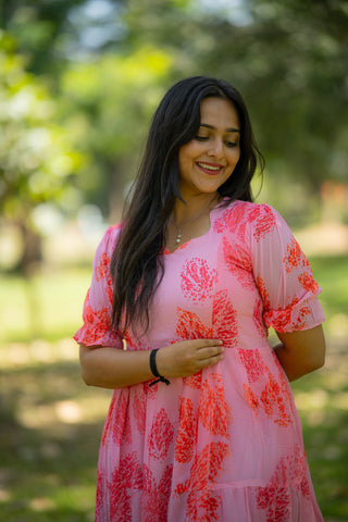 LAYERED LEAF | MATERNITY GEORGETTE MAXI ANKLE LENGTH