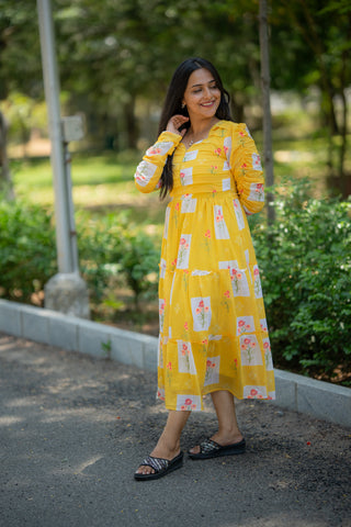 MARIGOLD AURA | MATERNITY GEORGETTE MAXI ANKLE LENGTH