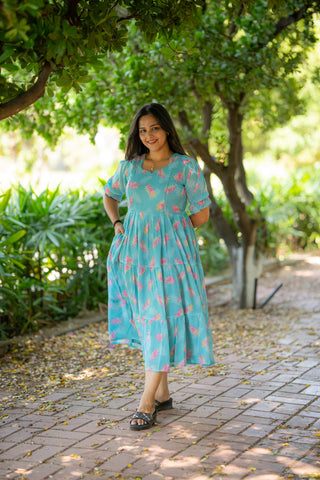LEAFY AURA | MATERNITY GEORGETTE MAXI ANKLE LENGTH