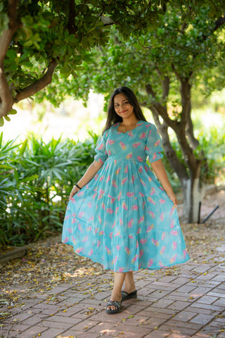 LEAFY AURA | MATERNITY GEORGETTE MAXI ANKLE LENGTH