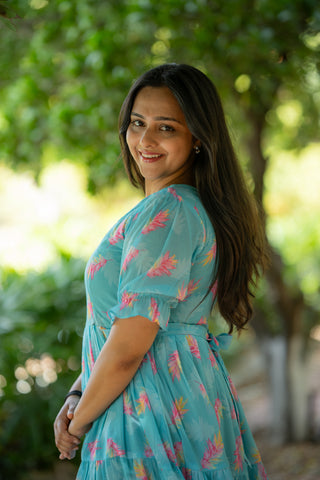 LEAFY AURA | MATERNITY GEORGETTE MAXI ANKLE LENGTH