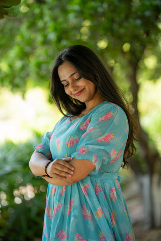 LEAFY AURA | MATERNITY GEORGETTE MAXI ANKLE LENGTH