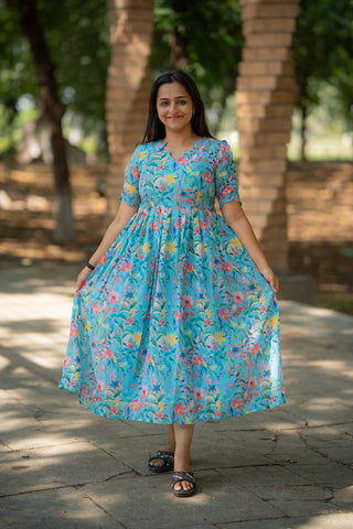 RAINY LEAVES | MATERNITY GEORGETTE MAXI ANKLE LENGTH