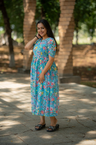 RAINY LEAVES | MATERNITY GEORGETTE MAXI ANKLE LENGTH