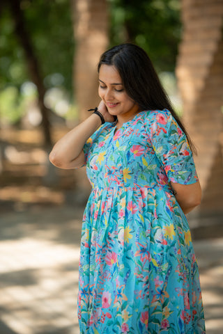 RAINY LEAVES | MATERNITY GEORGETTE MAXI ANKLE LENGTH