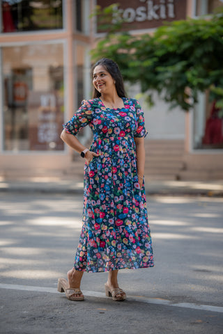 COLOURFUL FLOWERS | MATERNITY MAXI ANKLE LENGTH