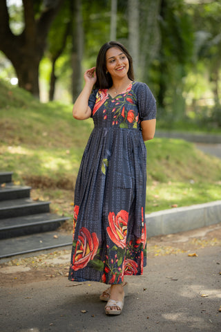 VINTAGE ROSETTE | MATERNITY MAXI FULL LENGTH