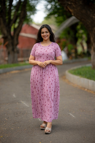 CHERRY | ZIPLESS MATERNITY MAXI-NORMAL SLEEVES | FULL LENGTH MAXI