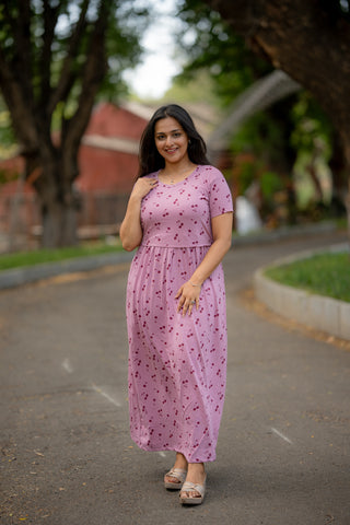 CHERRY | ZIPLESS MATERNITY MAXI-NORMAL SLEEVES | FULL LENGTH MAXI