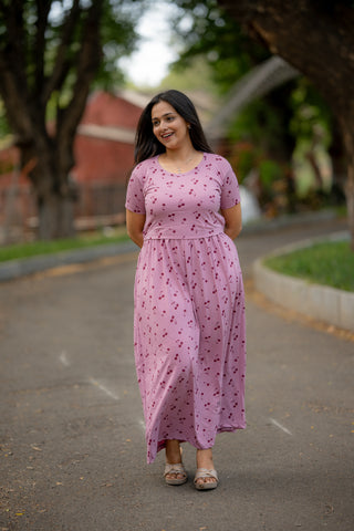CHERRY | ZIPLESS MATERNITY MAXI-NORMAL SLEEVES | FULL LENGTH MAXI