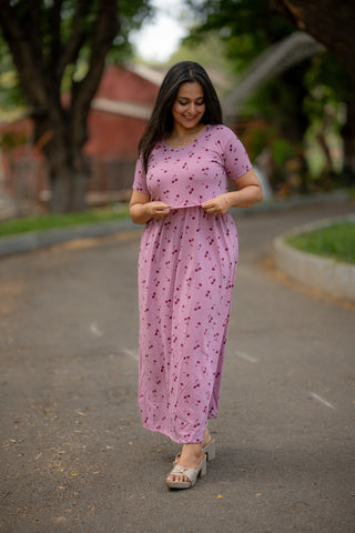 CHERRY | ZIPLESS MATERNITY MAXI-NORMAL SLEEVES | FULL LENGTH MAXI