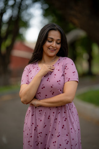 CHERRY | ZIPLESS MATERNITY MAXI-NORMAL SLEEVES | FULL LENGTH MAXI