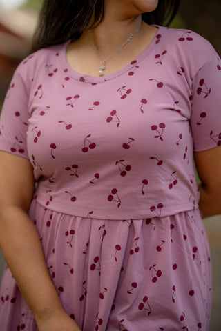 CHERRY | ZIPLESS MATERNITY MAXI-NORMAL SLEEVES | FULL LENGTH MAXI