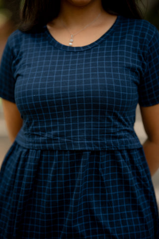 CHECKS | ZIPLESS MATERNITY MAXI-NORMAL SLEEVES | ANKLE LENGTH MAXI