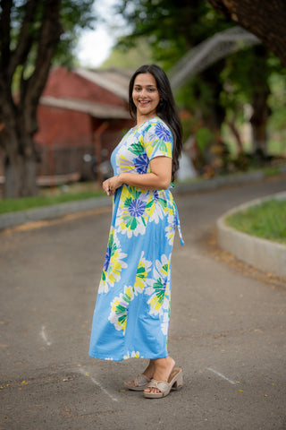 FLORAL GARDEN  | ZIPLESS MATERNITY MAXI-NORMAL SLEEVES | FULL LENGTH MAXI