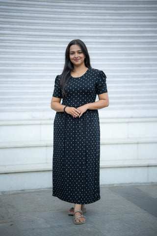 MEHANDI | ZIPLESS MATERNITY MAXI-PUFF SLEEVES | ANKLE LENGTH MAXI