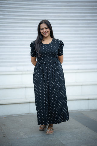 MEHANDI | ZIPLESS MATERNITY MAXI-PUFF SLEEVES | ANKLE LENGTH MAXI