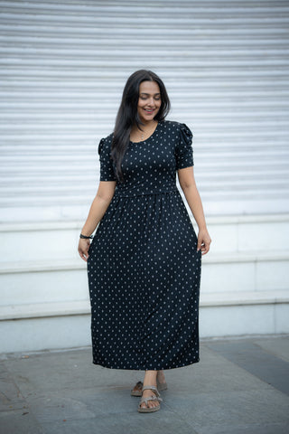 MEHANDI | ZIPLESS MATERNITY MAXI-PUFF SLEEVES | ANKLE LENGTH MAXI