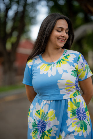 FLORAL GARDEN  | ZIPLESS MATERNITY MAXI-NORMAL SLEEVES | FULL LENGTH MAXI