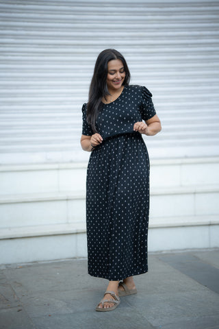 MEHANDI | ZIPLESS MATERNITY MAXI-PUFF SLEEVES | ANKLE LENGTH MAXI