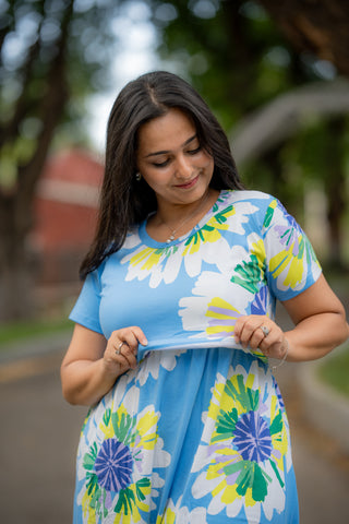 FLORAL GARDEN  | ZIPLESS MATERNITY MAXI-NORMAL SLEEVES | FULL LENGTH MAXI