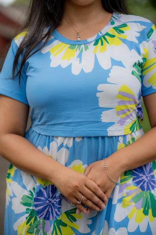 FLORAL GARDEN  | ZIPLESS MATERNITY MAXI-NORMAL SLEEVES | FULL LENGTH MAXI
