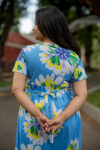 FLORAL GARDEN  | ZIPLESS MATERNITY MAXI-NORMAL SLEEVES | FULL LENGTH MAXI
