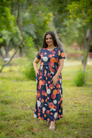CIRCLE | ZIPLESS MATERNITY MAXI-NORMAL SLEEVES | FULL LENGTH MAXI