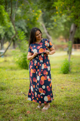 CIRCLE | ZIPLESS MATERNITY MAXI-NORMAL SLEEVES | FULL LENGTH MAXI
