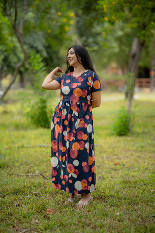 CIRCLE | ZIPLESS MATERNITY MAXI-NORMAL SLEEVES | FULL LENGTH MAXI