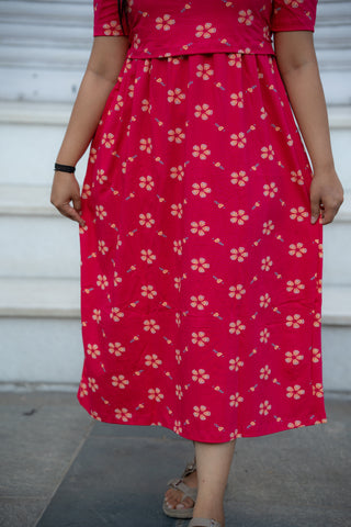 DAISY | ZIPLESS MATERNITY MAXI-PUFF SLEEVES | CALF LENGTH MAXI