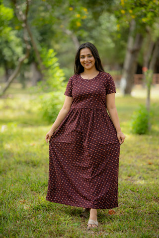 SWRILS | ZIPLESS MATERNITY MAXI-NORMAL SLEEVES | FULL LENGTH MAXI