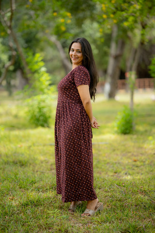 SWRILS | ZIPLESS MATERNITY MAXI-NORMAL SLEEVES | FULL LENGTH MAXI