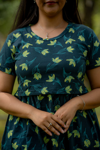 EMERALD MEADOW | ZIPLESS MATERNITY MAXI-NORMAL SLEEVES | ANKLE LENGTH MAXI