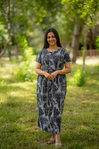 GIRAFFE | ZIPLESS MATERNITY MAXI-NORMAL SLEEVES | ANKLE LENGTH MAXI