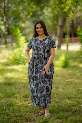 GIRAFFE | ZIPLESS MATERNITY MAXI-NORMAL SLEEVES | ANKLE LENGTH MAXI