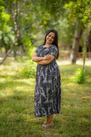 GIRAFFE | ZIPLESS MATERNITY MAXI-NORMAL SLEEVES | ANKLE LENGTH MAXI
