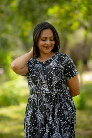 GIRAFFE | ZIPLESS MATERNITY MAXI-NORMAL SLEEVES | ANKLE LENGTH MAXI