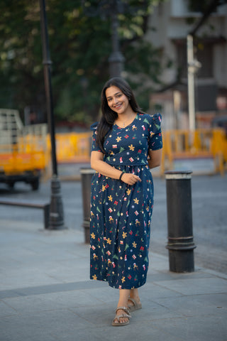 JINGLE BELLS | ZIPLESS MATERNITY MAXI-PUFF SLEEVES | ANKLE LENGTH MAXI