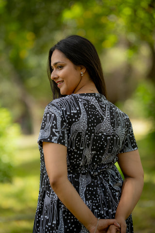 GIRAFFE | ZIPLESS MATERNITY MAXI-NORMAL SLEEVES | ANKLE LENGTH MAXI